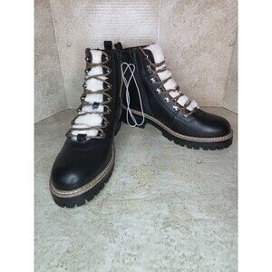 Lace Up Combat Boots Women Sz 10 Mem Foam Comfort Faux Fur Accent Casual Shoes